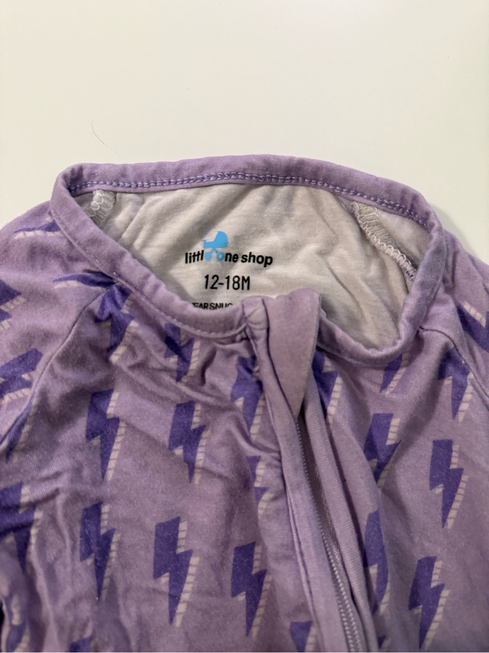 Little One Shop Purple Lightning Zip Front Footie